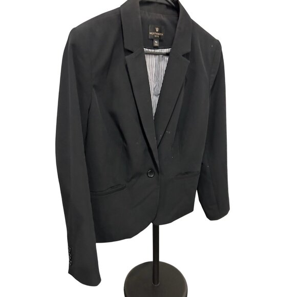Worthington Womens Black Blazer Jacket One Button Closure Sz XL Petite - Picture 3 of 8